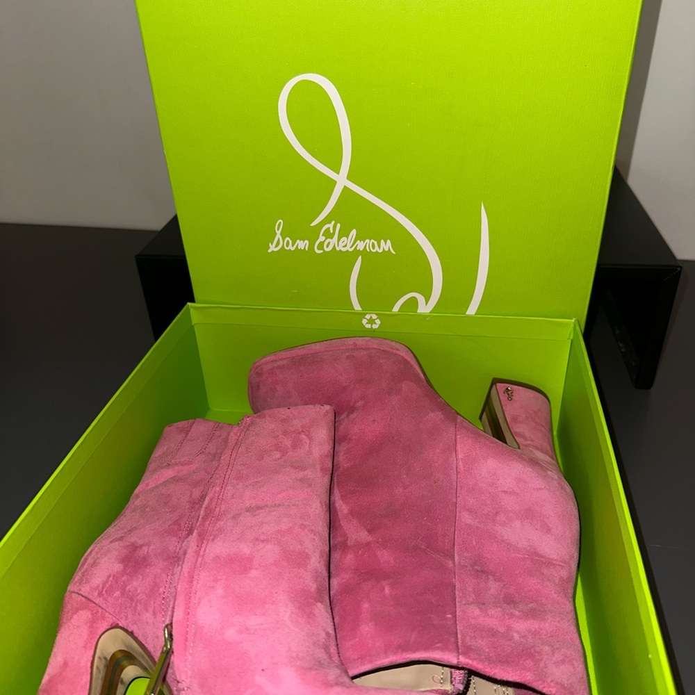 Sam Edelman Pink Confetti Suede Boots
